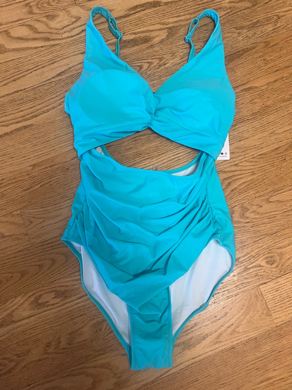Turquoise Twist Front One-Piece Swimsuit